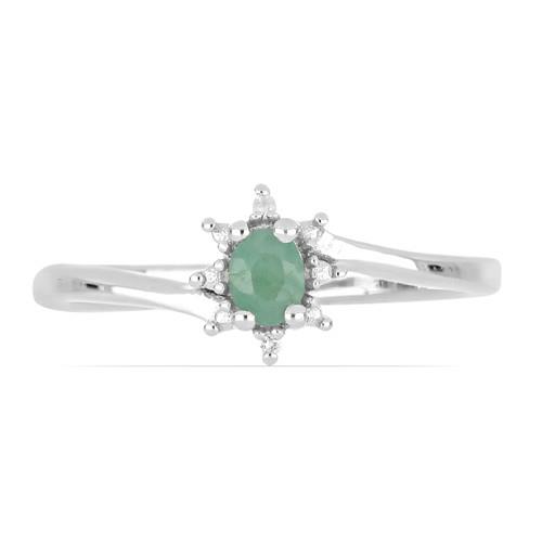 BUY EMERALD GEMSTONE HALO RING IN 925 SILVER